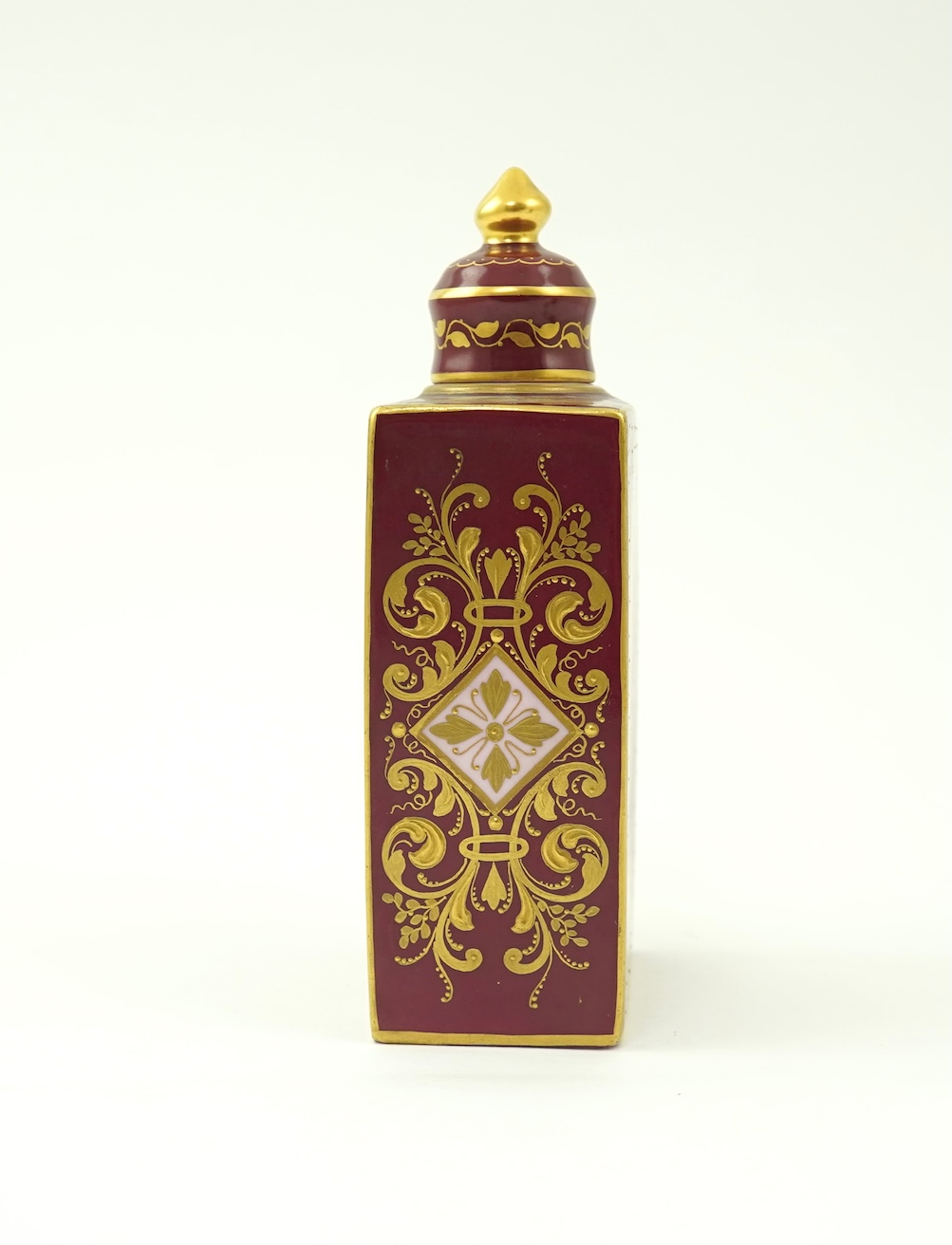 A Vienna style porcelain tea caddy and cover, late 19th century